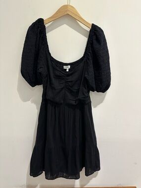 Black Puff-Sleeve Mini Dress XL